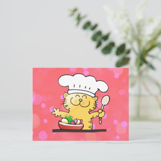 Funny Cartoon | Funny Kat Chef Briefkaart (Staand voorkant)