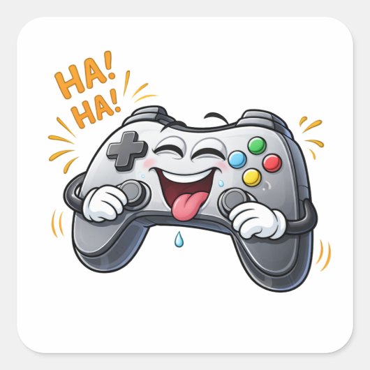 Funny Cartoon Game Controller Laughing Sticker (Voorkant)