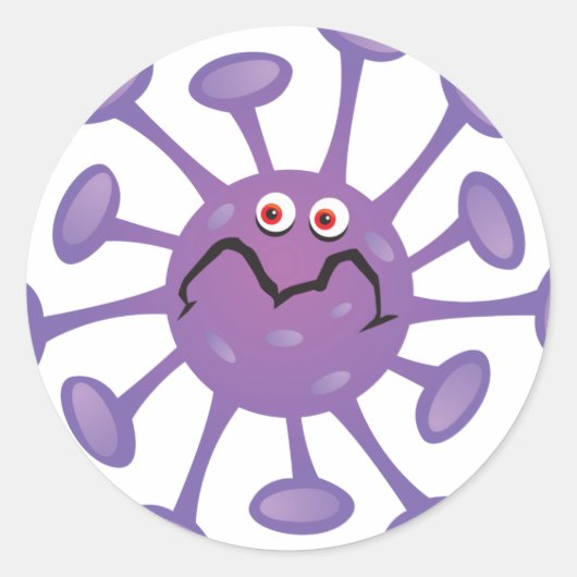 Funny Cartoon Germ Bacteria Ronde Sticker (Voorkant)