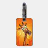 Funny cartoon giraffe bagagelabel (Achterkant verticaal)