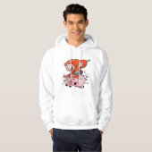 Funny Cartoon Gnome Riding Flying Pig Hoodie (Voorkant volledig)