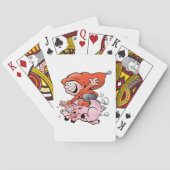 Funny Cartoon Gnome Riding Flying Pig Pokerkaarten (Achterkant)