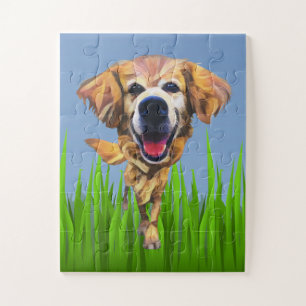 Funny Cartoon Golden Retriever Puzzle voor kindere Legpuzzel