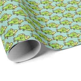 Funny Cartoon Green Fish Drawing Cadeaupapier