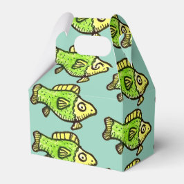 Funny Cartoon Green Fish Drawing Favor Boxes Bedankdoosjes