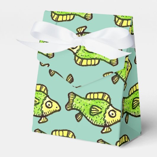 Funny Cartoon Green Fish Drawing Favor Boxes Bedankdoosjes (Voorkant Zijde)