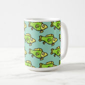 Funny Cartoon Green Fish Drawing Koffiemok (Voorkant rechts)