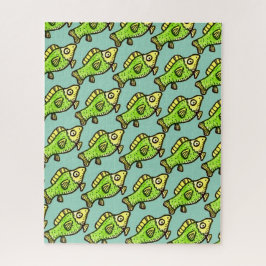 Funny Cartoon Green Fish Drawing Legpuzzel