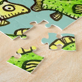 Funny Cartoon Green Fish Drawing Legpuzzel (Zijkant)