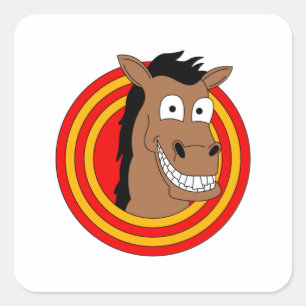Funny cartoon horse vierkante sticker