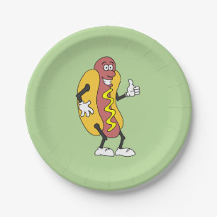 Funny Cartoon Hot Dog Borden Papieren Bordje