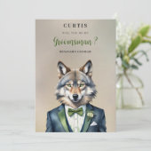 Funny Cartoon Humanoide Wolf Groomsman (Staand voorkant)