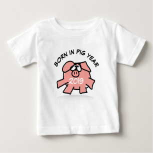 Funny Cartoon Illustration Pink Pig 2019 Baby T-sh