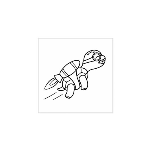 Funny Cartoon Jetpack Turtle 2 Rubberstempel (Afrduk)