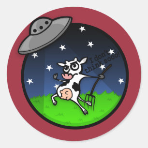 FUNNY CARTOON KOE ALIEN UFO ABDUCTION STICKERS
