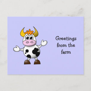 Funny Cartoon Koe Briefkaart