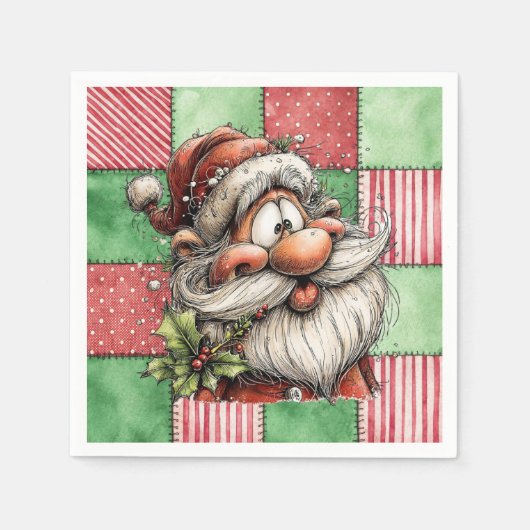 Funny Cartoon Laughing Santa Servet (Voorkant)