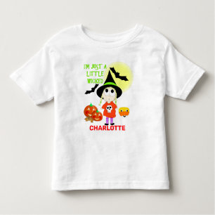Funny Cartoon Little Wyed Witch Halloween Kinder Shirts