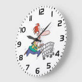 Funny Cartoon Man Running With Shopping Cart Grote Klok (Hoek)