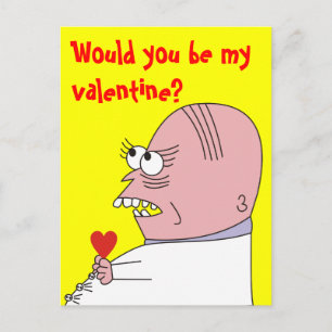 Funny Cartoon Man Valentine's Day Postcard Feestdagenkaart