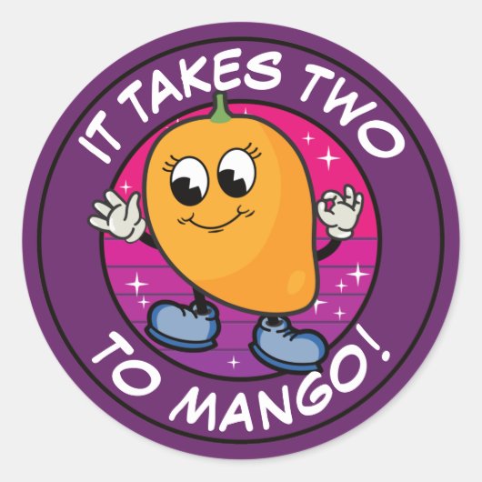 Funny Cartoon Mango Pun: Het kost twee keer mango Ronde Sticker (Voorkant)