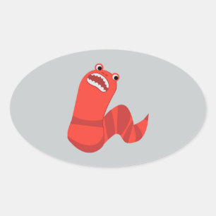 Funny Cartoon Mongolian Death Worm Ovale Sticker