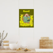 Funny Cartoon Monkey Reading Poster voor leraren (Keuken)