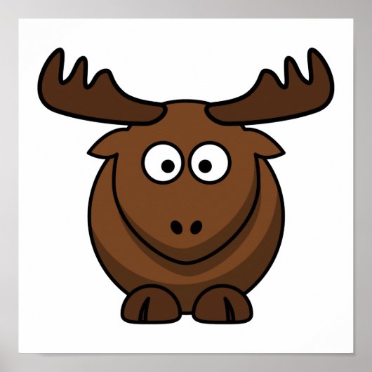 Funny Cartoon Moose Poster (Voorkant)