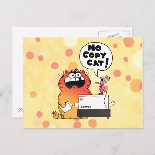 Funny Cartoon Mouse | Funny Mouse en Cat Briefkaart (Voorkant / Achterkant)