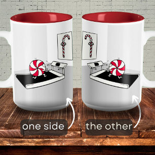 Funny Cartoon Oefening Gewicht Candy Cane Christma Tweekleurige Koffiemok