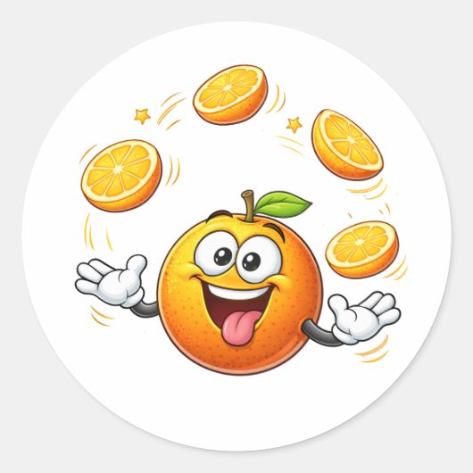Funny Cartoon Orange Juggling Sticker (Devant)