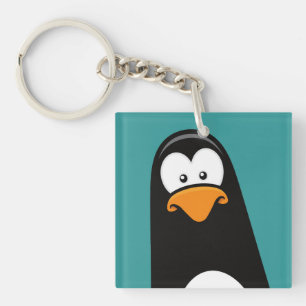 Funny Cartoon Pensive Penguin Sleutelhanger