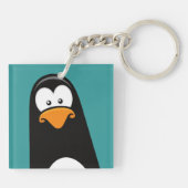 Funny Cartoon Pensive Penguin Sleutelhanger (Achterkant)