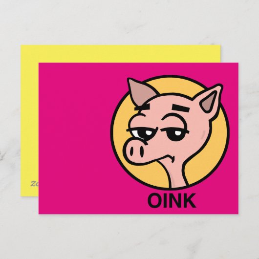 FUNNY CARTOON PIG BRIEFKAART (Voorkant / Achterkant)