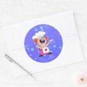 Funny Cartoon Pig Chef Shirt | Grappige Piggy Chef Ronde Sticker (Envelop)