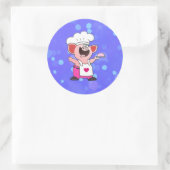 Funny Cartoon Pig Chef Shirt | Grappige Piggy Chef Ronde Sticker (Tas)