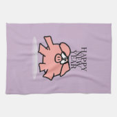 Funny Cartoon Pig New Year Kitchen hand Towel Theedoek (Horizontaal)