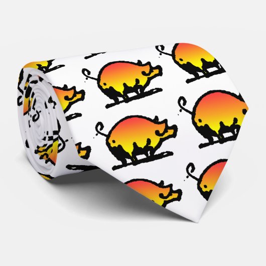 Funny Cartoon Pig Stropdas (Opgerold)