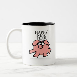 Funny Cartoon Pig Year 2019 2-tone Mok