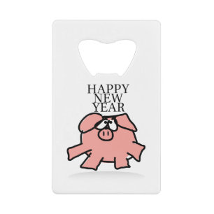 Funny Cartoon Pig Year 2019 kiest Kleurflesje O Kredietkaart Flessenopener