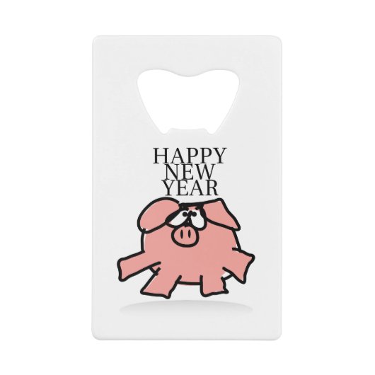Funny Cartoon Pig Year 2019 kiest Kleurflesje O Kredietkaart Flessenopener (Voorkant)