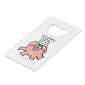 Funny Cartoon Pig Year 2019 kiest Kleurflesje O Kredietkaart Flessenopener (Voorkant Gekanteld)