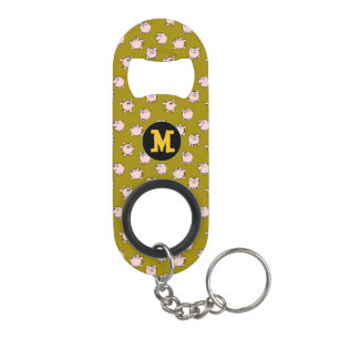 Funny Cartoon Pig Year Chinese Zodiac Monogram BOK Mini Flessenopener