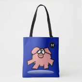 Funny Cartoon Pig Year Kies kleur Bag Monogram Draagtas (Voorkant)