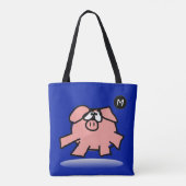 Funny Cartoon Pig Year Kies kleur Bag Monogram Draagtas (Achterkant)