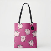 Funny Cartoon Pig Year Kies Kleurmonogram Bag Draagtas (Voorkant)