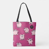 Funny Cartoon Pig Year Kies Kleurmonogram Bag Draagtas (Achterkant)