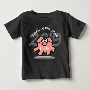 Funny Cartoon Pink Pig 2019 Personalized Baby T-sh