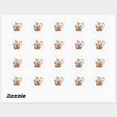 Funny Cartoon Pizza Monkey Ronde Sticker (Vel)