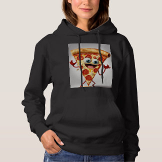 Funny Cartoon Pizza Slice T-Shirt - Cute Anthropom